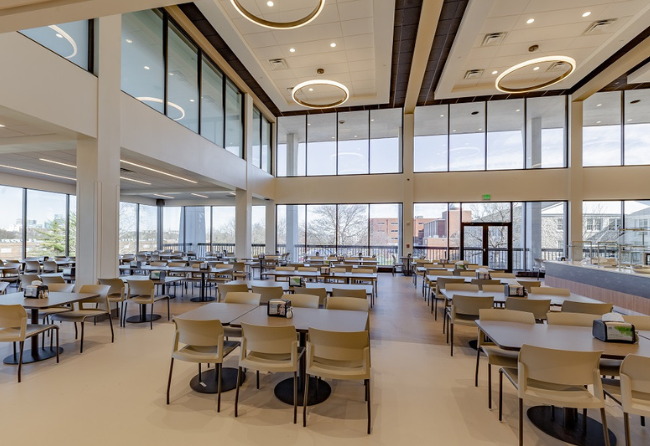 Hospital Dining Area With Liquid Elements Floors