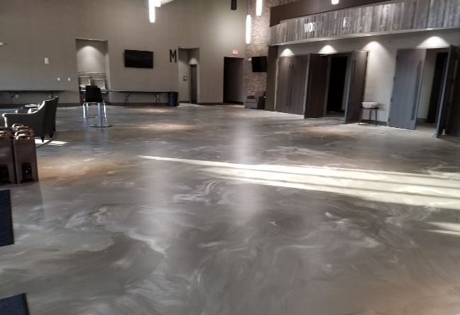 Church Lobby With Liquid Elements Smooth Flooring