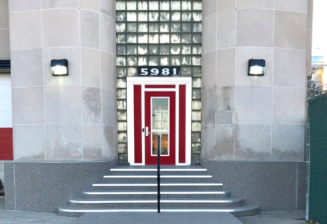 Exterior Entrance To Office Building With Crush Flooring