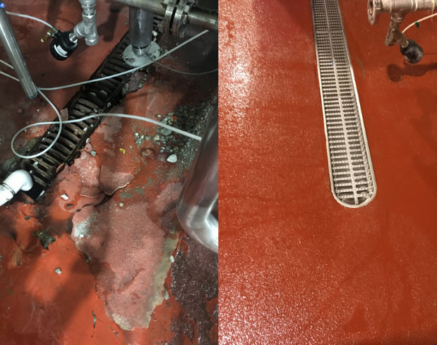 Stonhard Flooring Before And After With Drain Installation