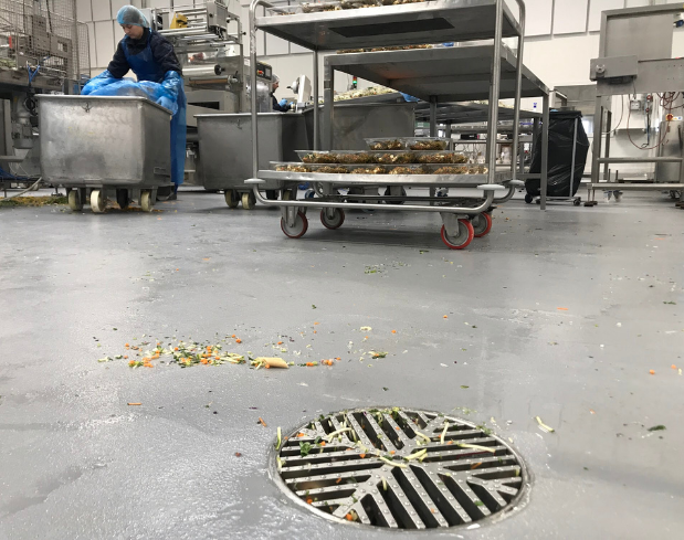 Food Manufacturing Stonhard Floors With Drain Installed